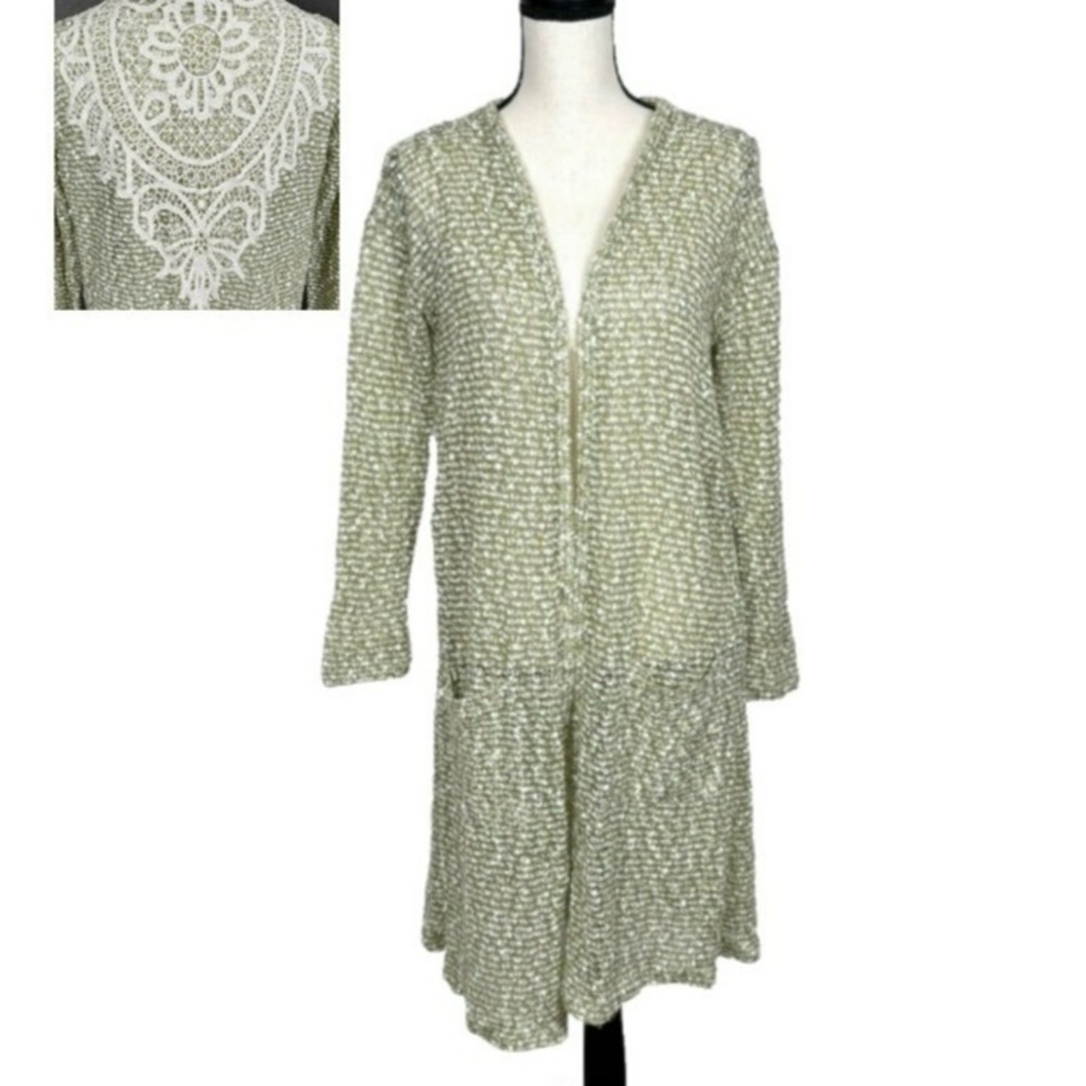 Boho Sheer Open Front Long Cardigan Sweater Women S Lace Festival Earthy Coastal